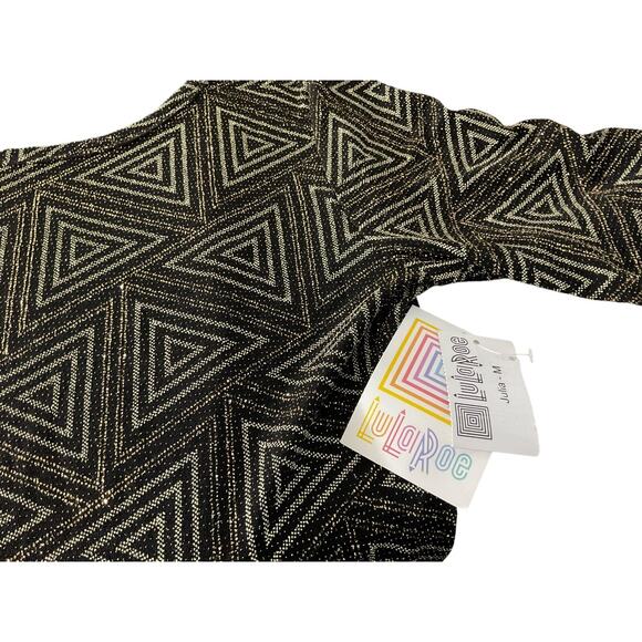 NWT LuLaRoe Julia Medium Black Gold Metallic Dress Geometric Pattern Mid-Length - Picture 8 of 12